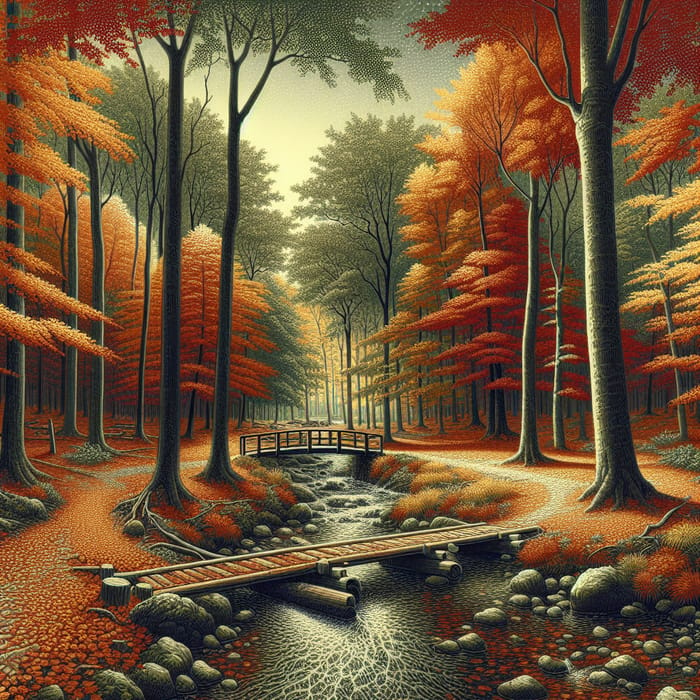 Illustrate Serene Autumn Forest in New Art Style