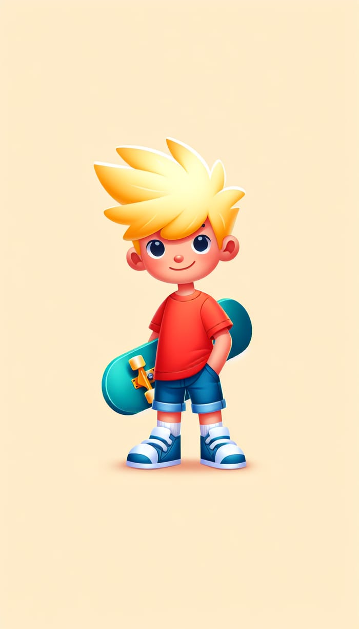 Bart Simpson 3D: Young Boy with Skateboard in 3D Style