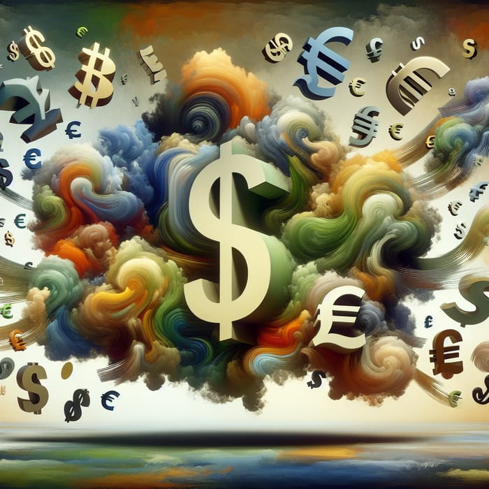 Abstract Representation of Money: Currency Symbols in Harmonious Chaos