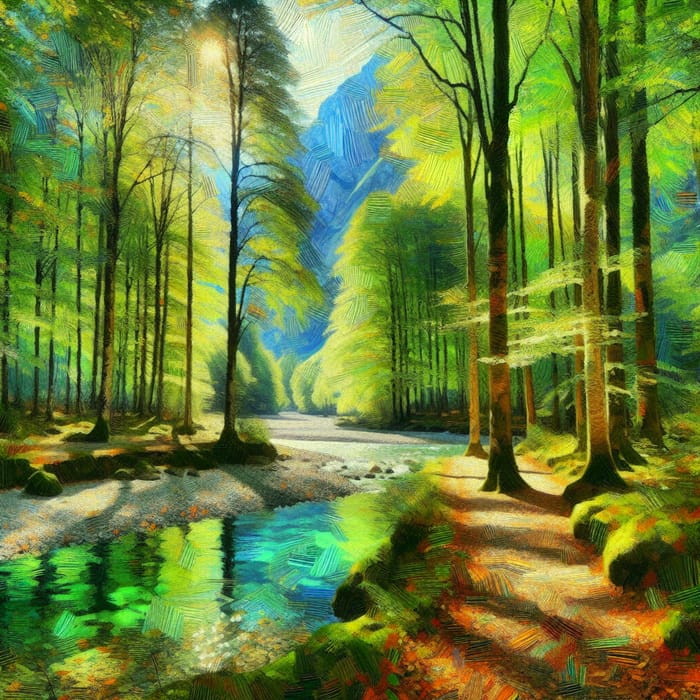 Serenity in Forest – Impressionist Landscape Painting