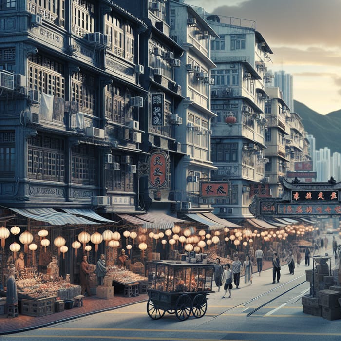 Historic Hong Kong Street View with Traditional Architecture