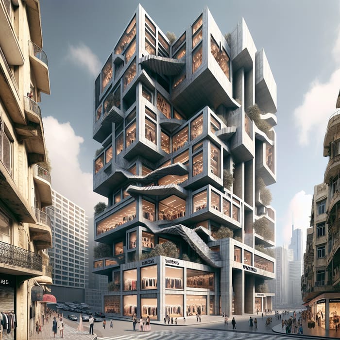 Beirut Fashion Hub: Brutalist Architecture with Retail, Workshops, Catwalk, and Residences