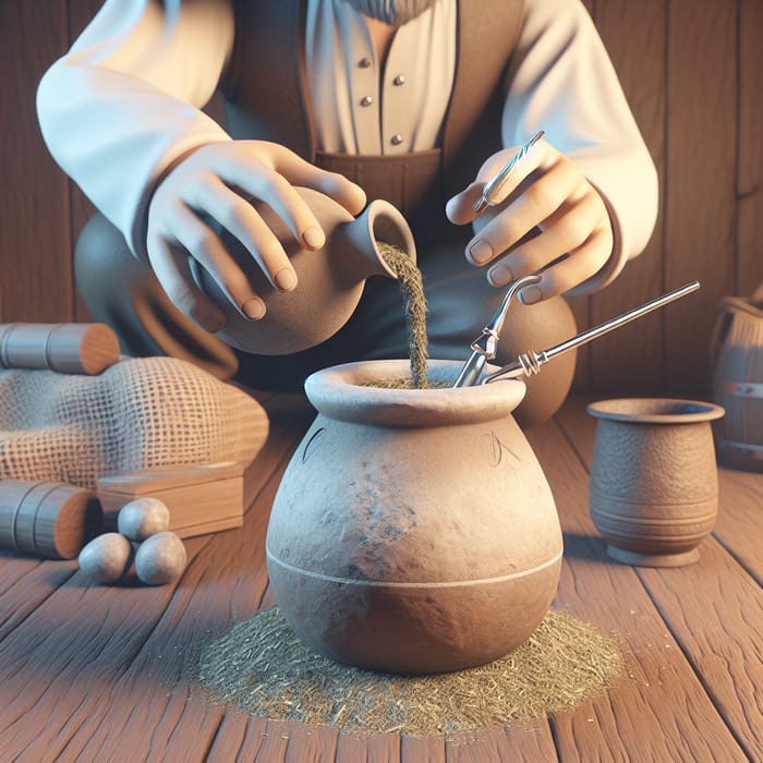 Traditional Cebador Stonfo Pouring Yerba Mate 3D