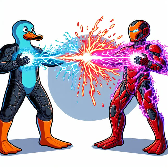 Epic Duck Battle: Anthromorphic Duck in Nano-Fiber Clash