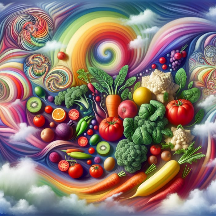 Abstract Healthy Eating: Vibrant & Colorful Fruits and Vegetables