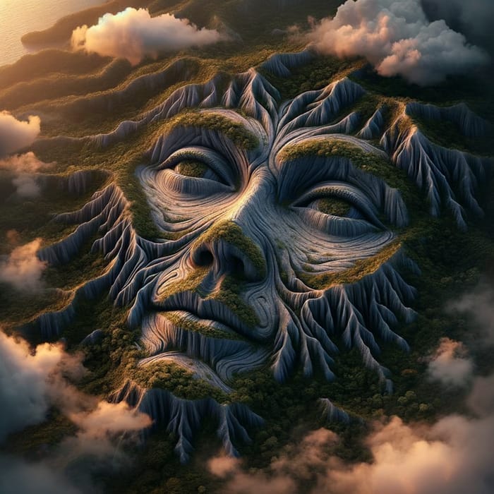 Mystical Landform Face: Natural Beauty in Artwork