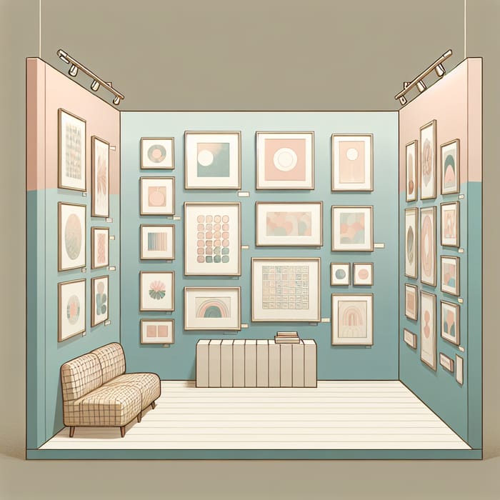 Soothing Art Wall Display with Pastel Frames | Cultural Gallery