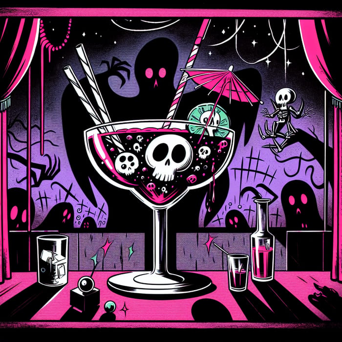 Creepy Gothic Cocktail Art: A Whimsical Delight