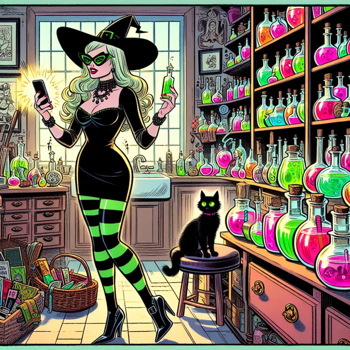 Stylish Witch in a Magical Cottage | Comic Art