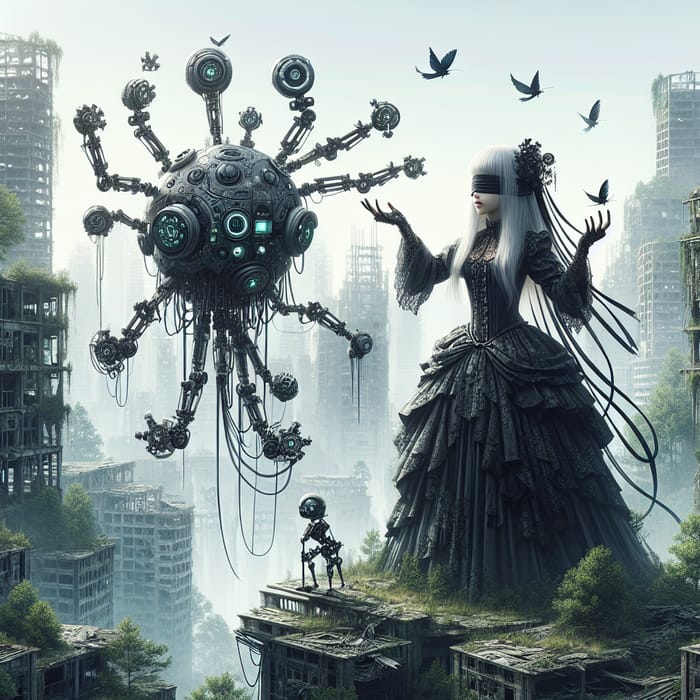 Mystical Female Android in the World of Nier: Automata