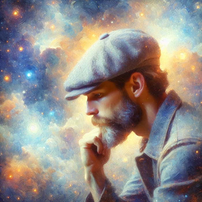 Dreamy Celestial Impressionist Portrait of Man | Cosmic Vibes