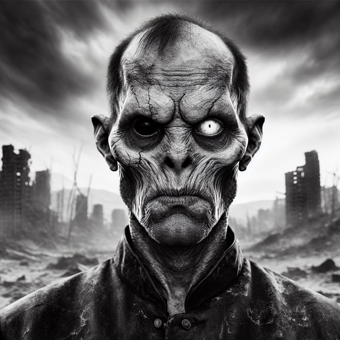 Brutal Black and White Portrait in Apocalyptic World