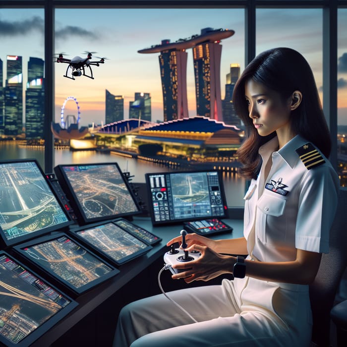 Skilled UAV Pilot in Singapore | Woman Monitoring UAV Controls
