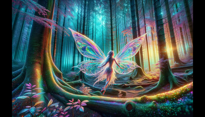 Enchanting Mystical Forest Scene with Glowing Fairy