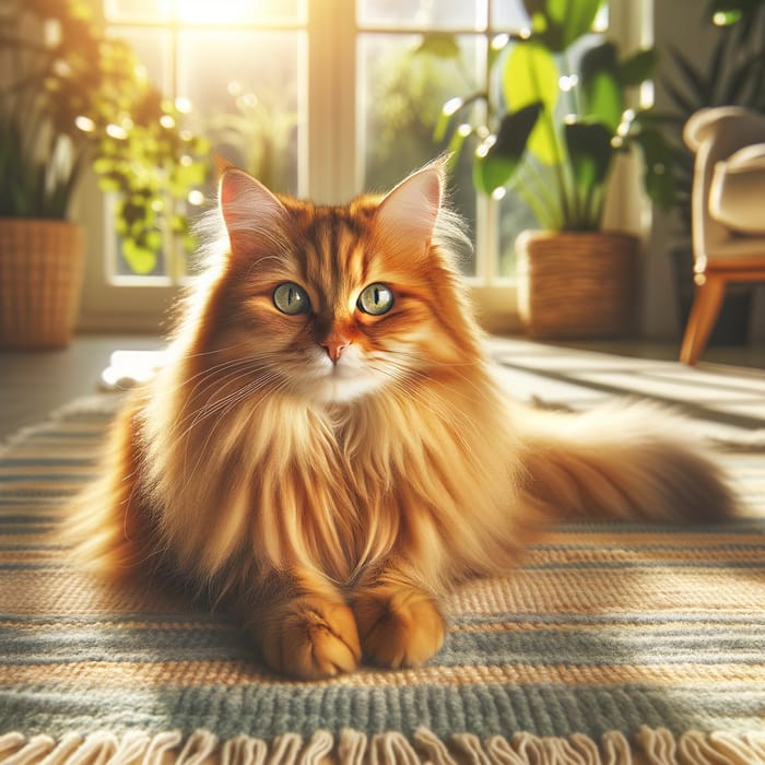 Vibrant Orange Fur on a Medium-Sized Domestic Cat