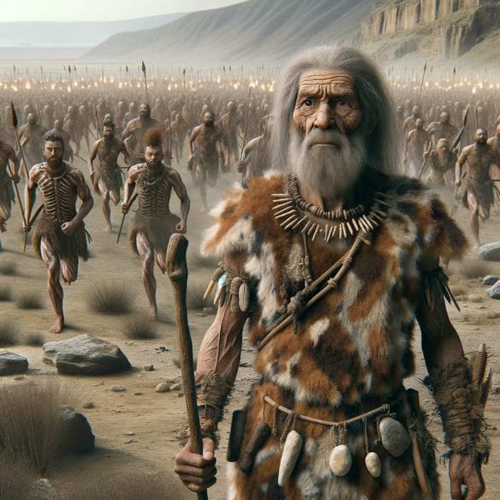 Epic Stone Age Showdown: One Man Against a Horde