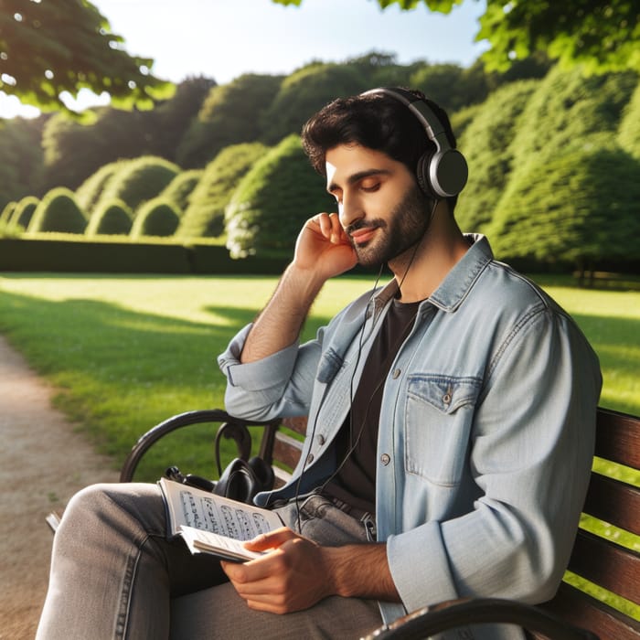 Middle-Eastern Man Enjoying Music Outdoors