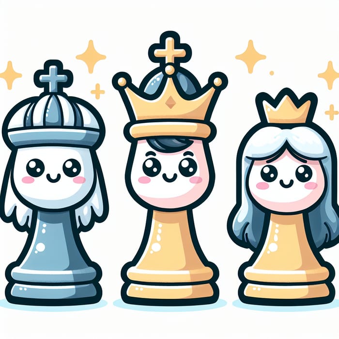Adorable King Chess Piece Cartoon for Children's Drawing Book