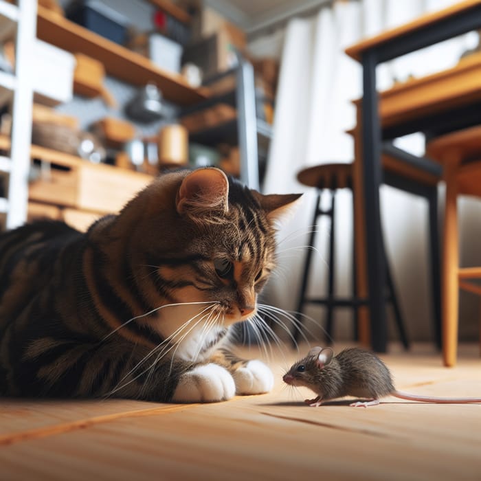 Cat Playing with Mouse - Interactive Scene
