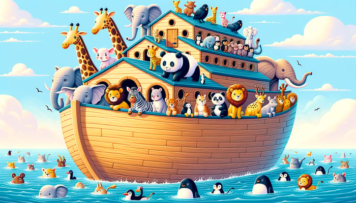 Whimsical Noah's Ark Illustration for Kids