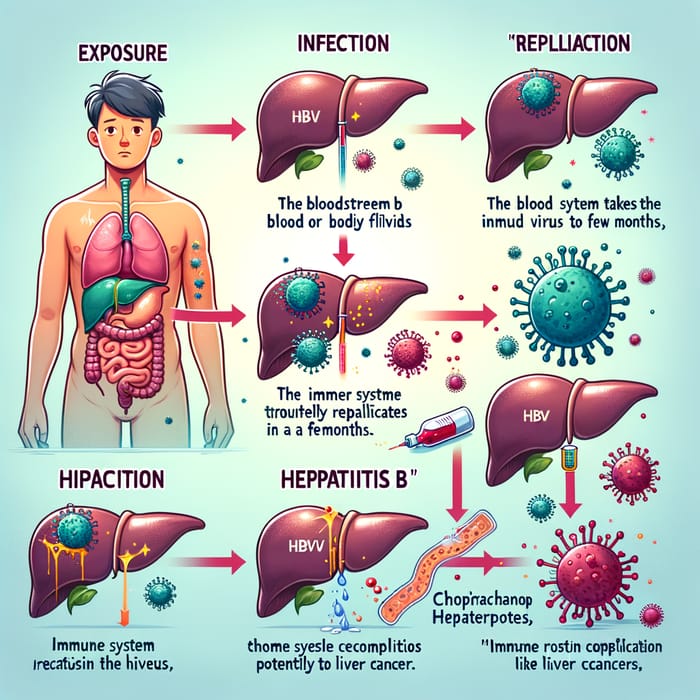 Illustrative Flowchart of Hepatitis B Infection Stages