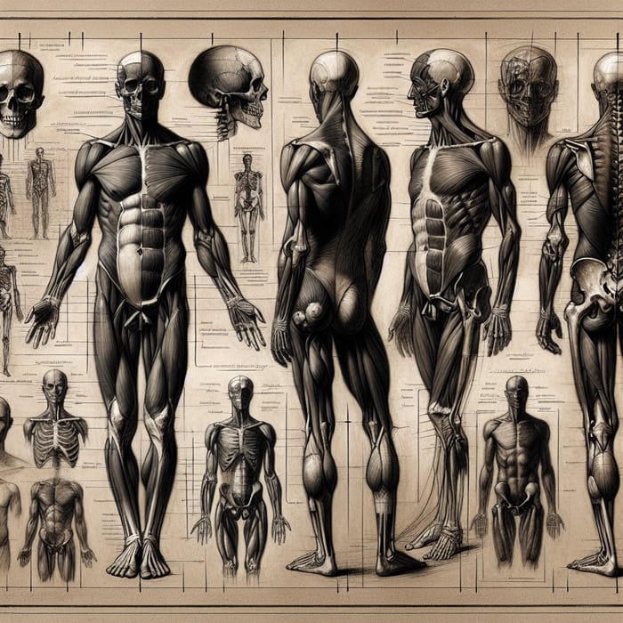 Detailed Human Anatomy Sketch in Charcoal | Scientific Study