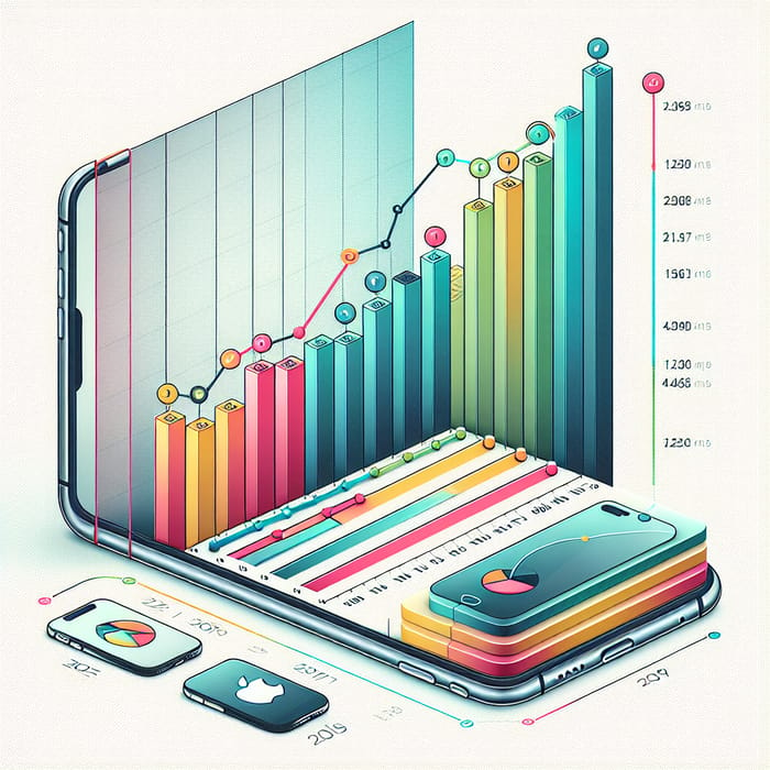 Colorful iPhone Sales Infographic with Trending Charts