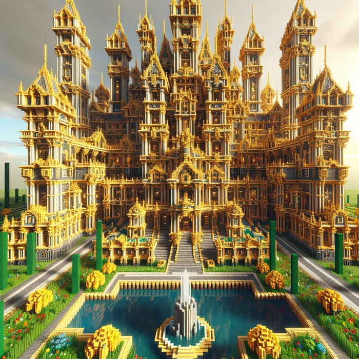 Golden Mansion in Minecraft | Luxurious Architecture Design