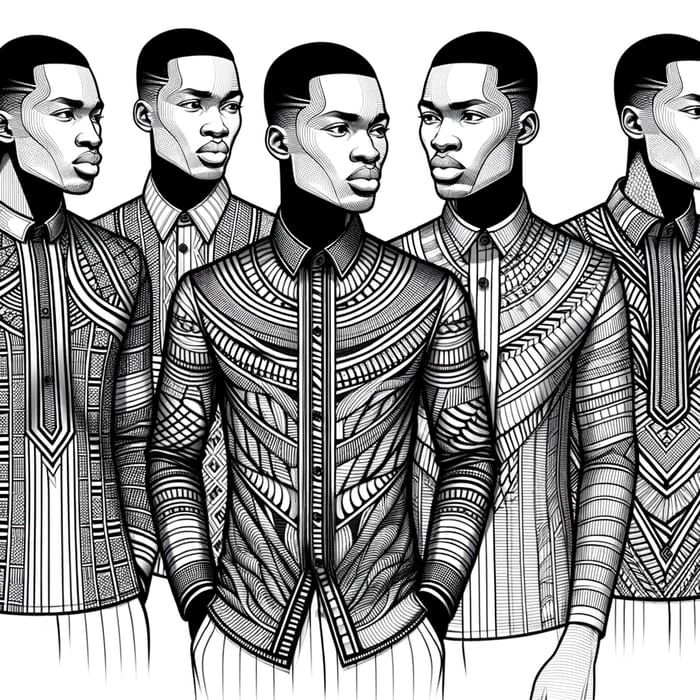 Trendy African Men's Shirt Designs with Unique Line Patterns