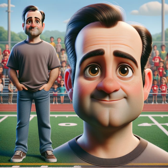 Middle-Aged Man with Close-Cropped Hair - Pixar-Style Animation