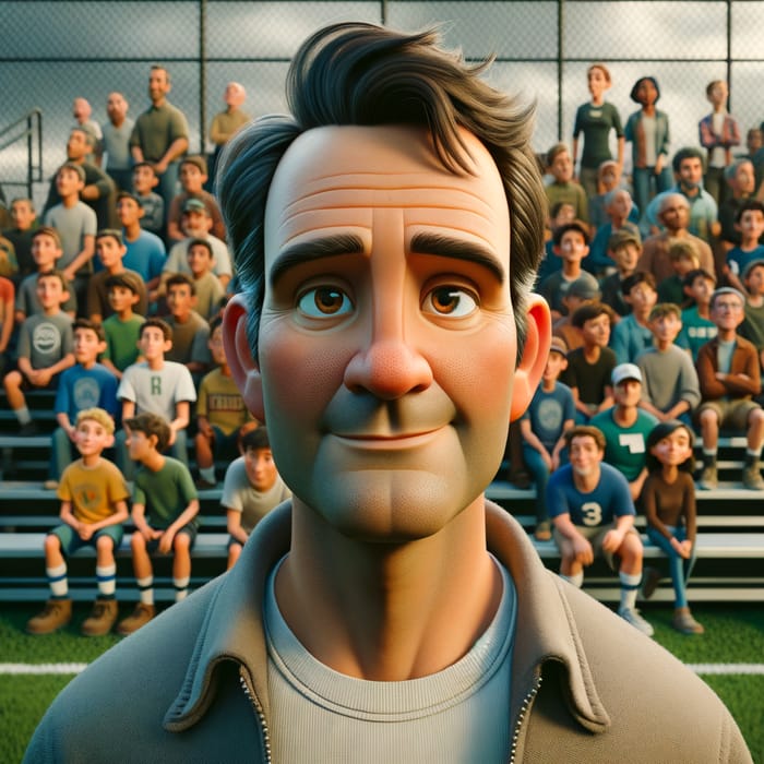 Unique Middle-Aged Man in Pixar Animation Style