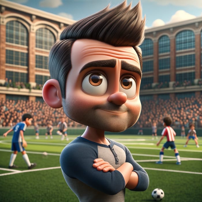 High School Soccer Game - Middle-Aged Man Pixar Animation Character