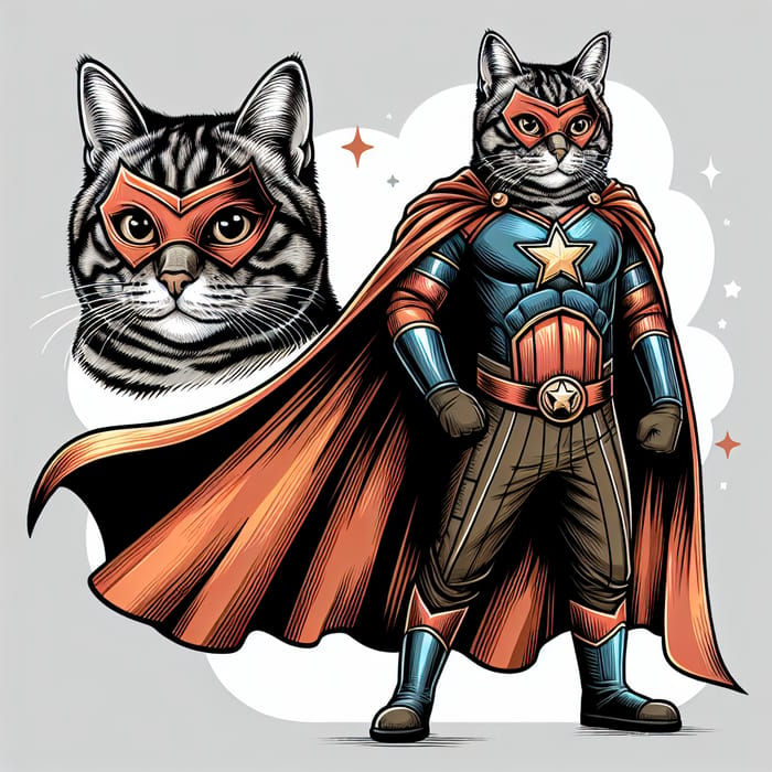 Tabby Cat Generic Superhero Costume - Unique Illustration