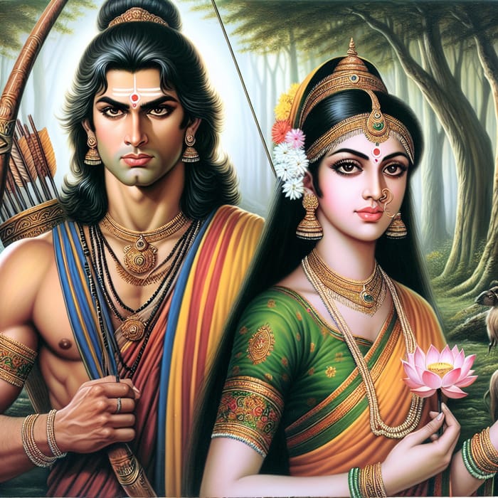 Ram and Sita Indian Mythology Artwork