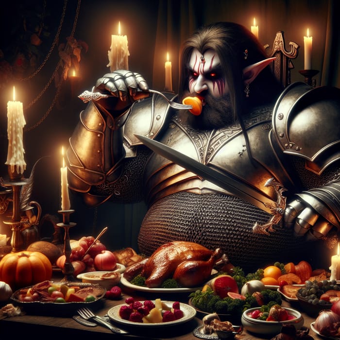 Overweight Elf Vampire Feast: Scepter, Longsword & Armor Detail
