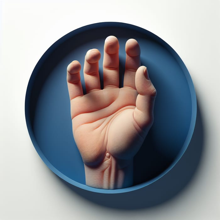 Detailed Human Hand in Blue Circle Image