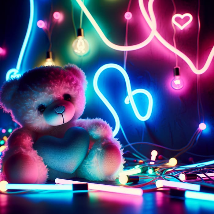 Neon Teddy Bear: A Bright and Playful Delight