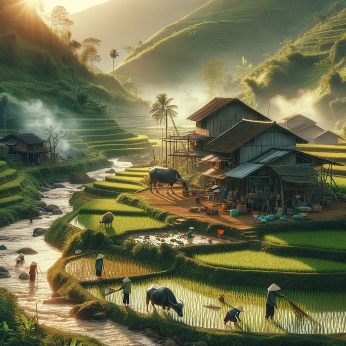 Scenic Vietnam Countryside: Serene Rural Setting & Farming
