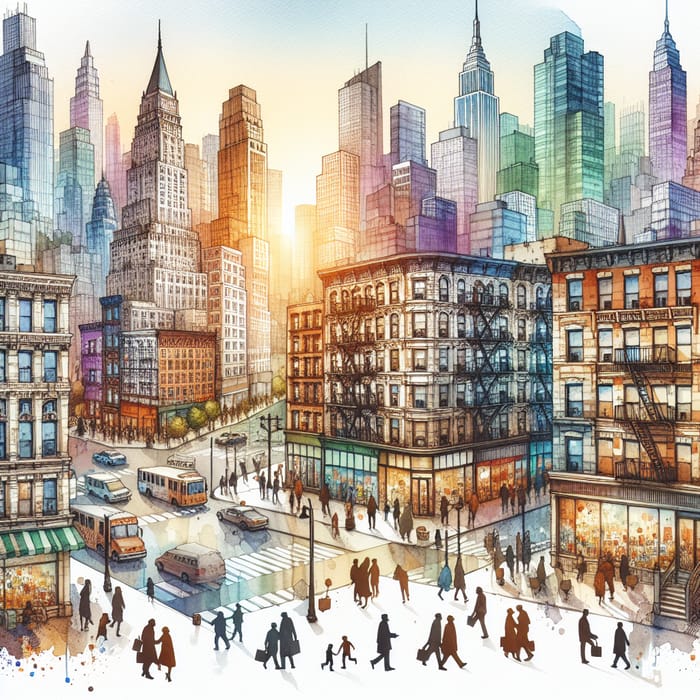 Intricate Cityscape Watercolor | Global Melting Pot