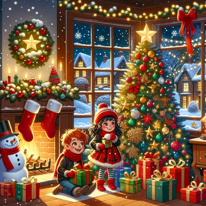 Merry Christmas Diverse Children Snowy Delight