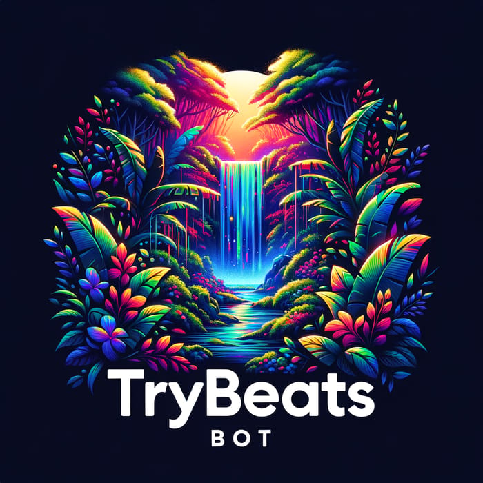 TryBeatsBot Logo: Tropical Jungle & Waterfall Design