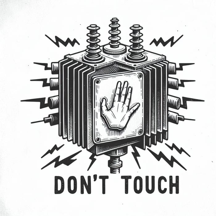 Warning Sign: Don't Touch Transformer - Pencil Sketch