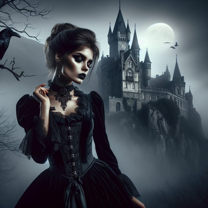 Submissive Gothic Castle with Mysterious Woman