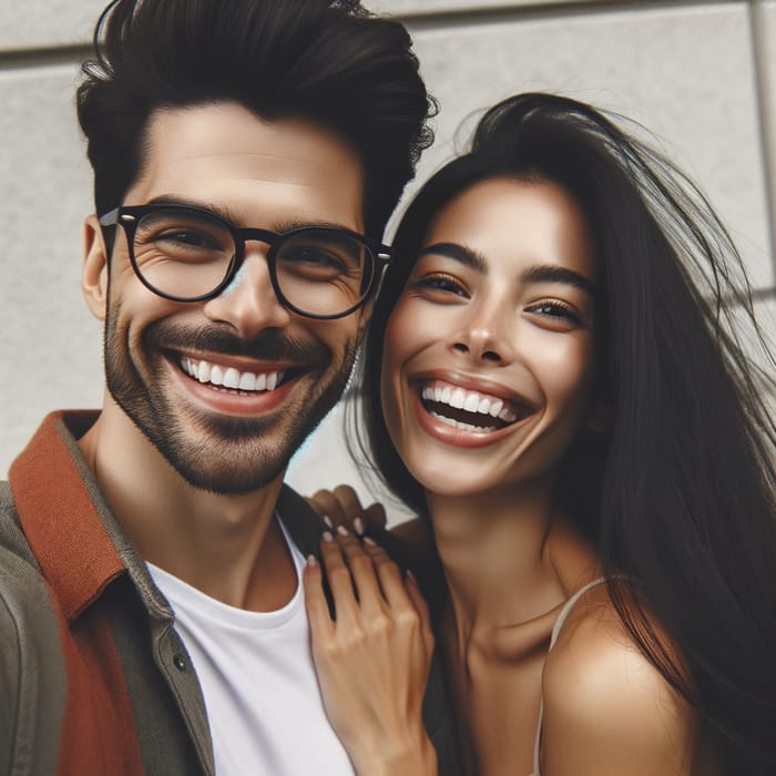 Happy Couple Photo | Man with Beard and Woman Laughing