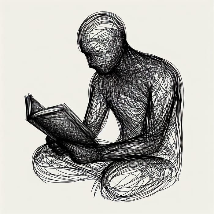 Human Figure Sketch in Line Art Style