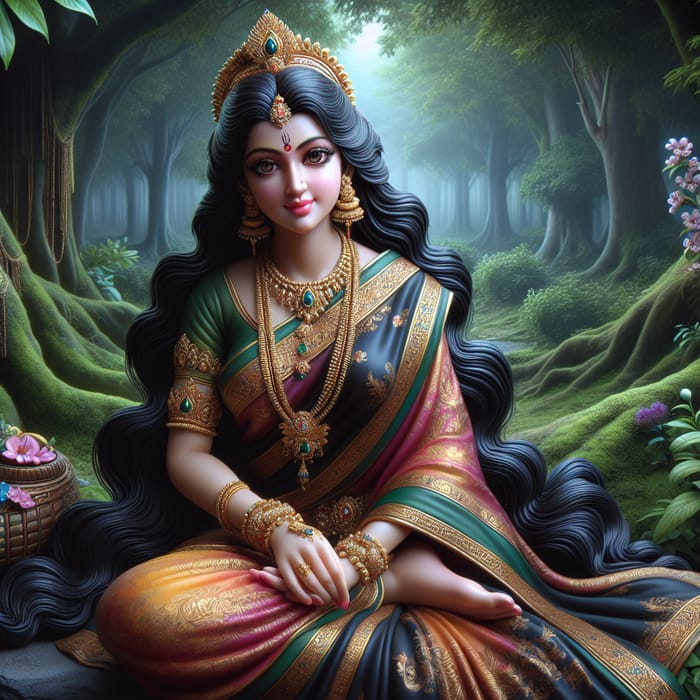 Mata Sita in Lush Forest | Divine Hindu Figure