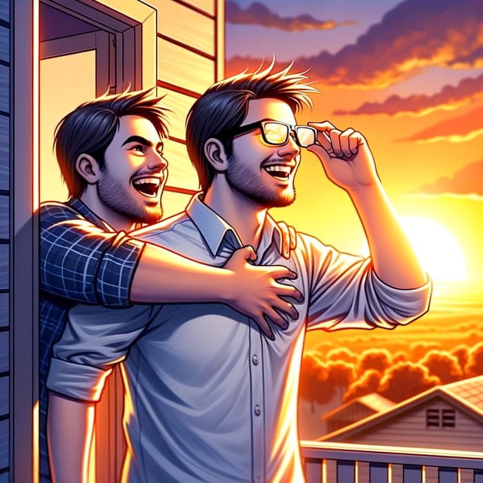 Heartwarming Scene: Friends Watching Sunset Together