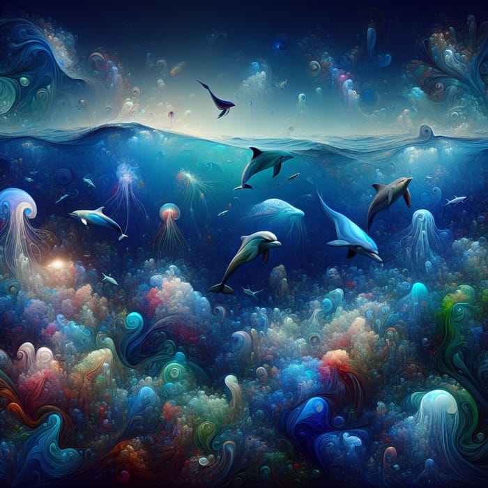 Abstract Ocean Wildlife Interpretation