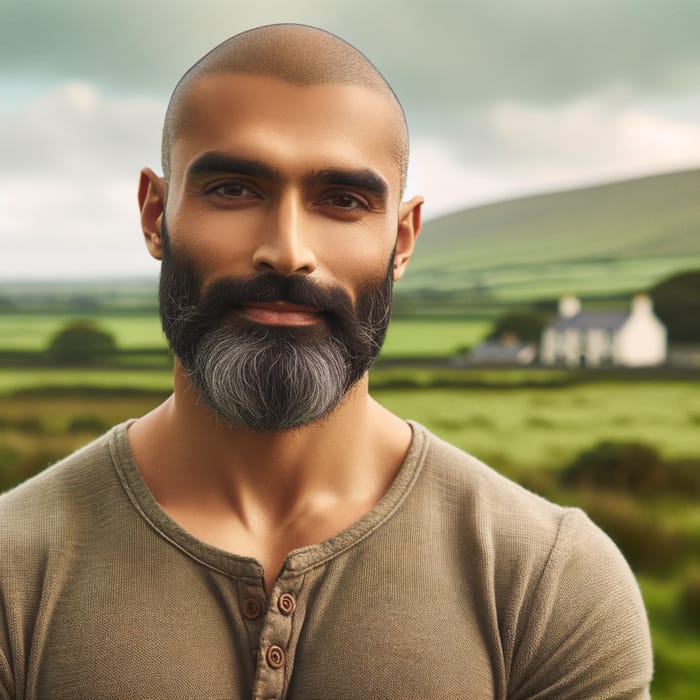 Realistic South Asian Man in Irish Countryside