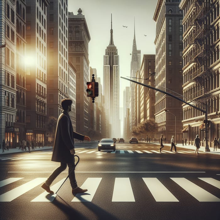 Man Crossing the Street - Urban Scene